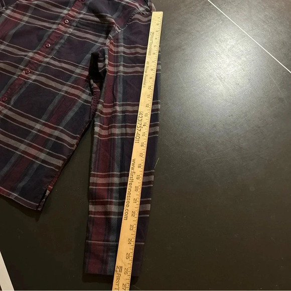 Lululemon Shirt Mens Blue Red Plaid Masons Peak Flannel Button Up Zip Pocket EUC - Picture 8 of 8